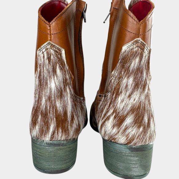 Alcala's Johnny Brown White Cow Hair Women 100% Leather Cowboy Boots Size 8.5 - Picture 5 of 12